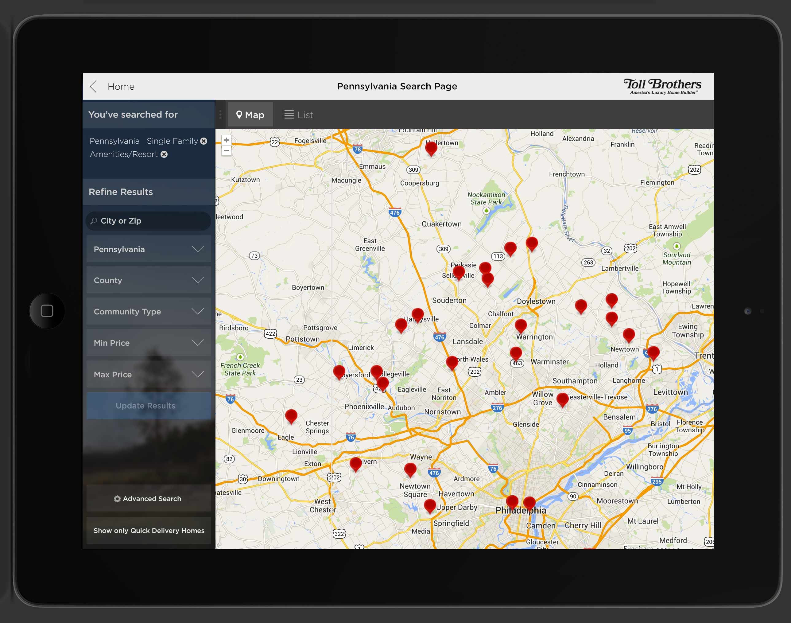 Toll Brothers iOS/Android Application Toll Brothers iOS/Android Application