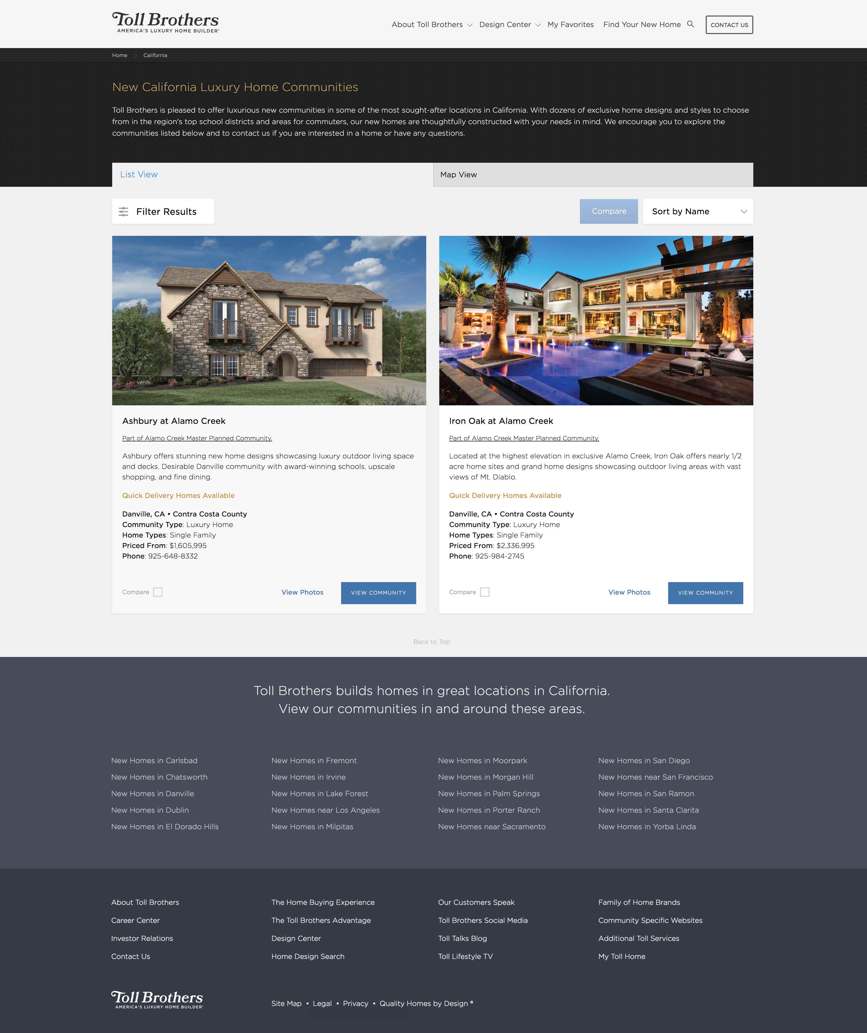 Toll Brothers Website