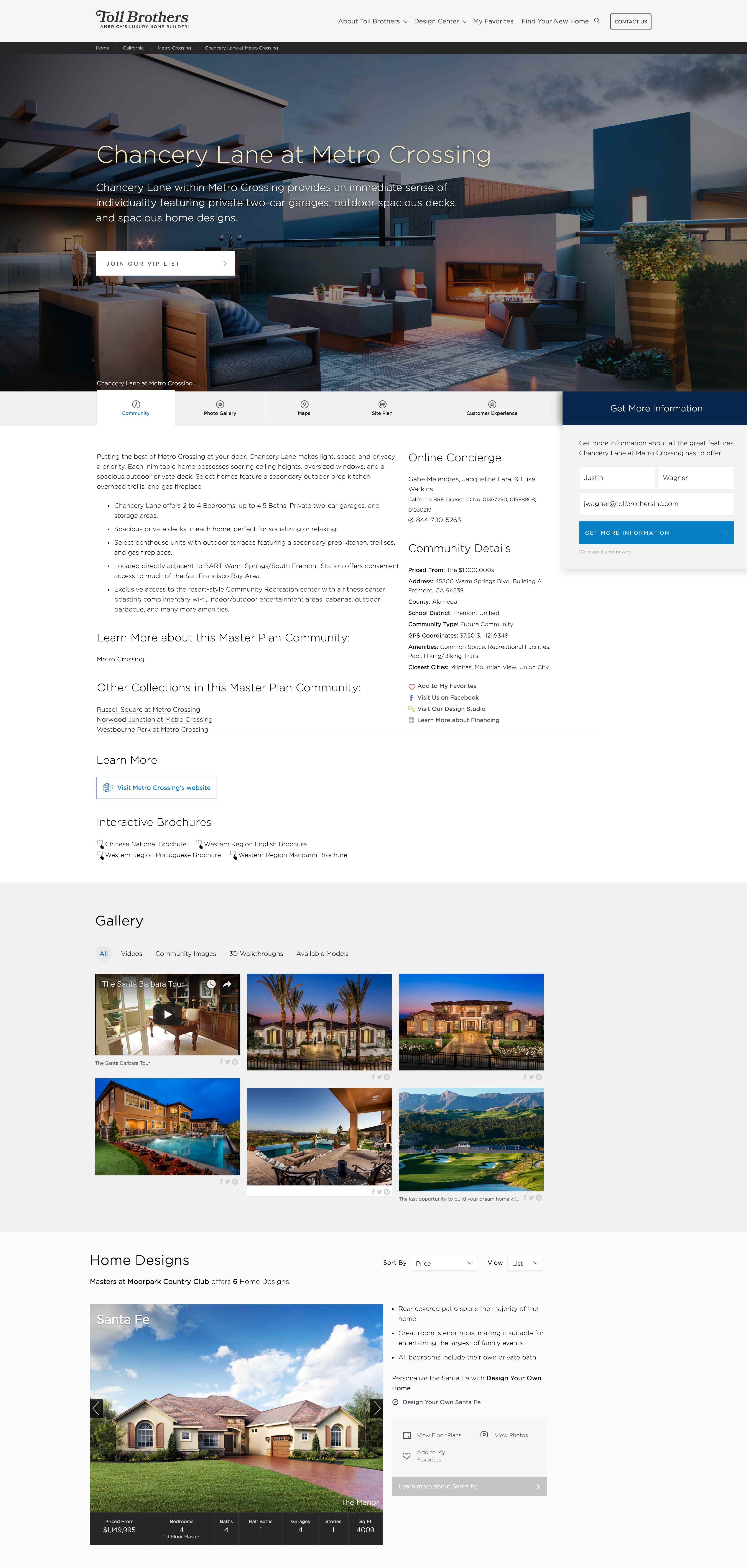 Toll Brothers Website